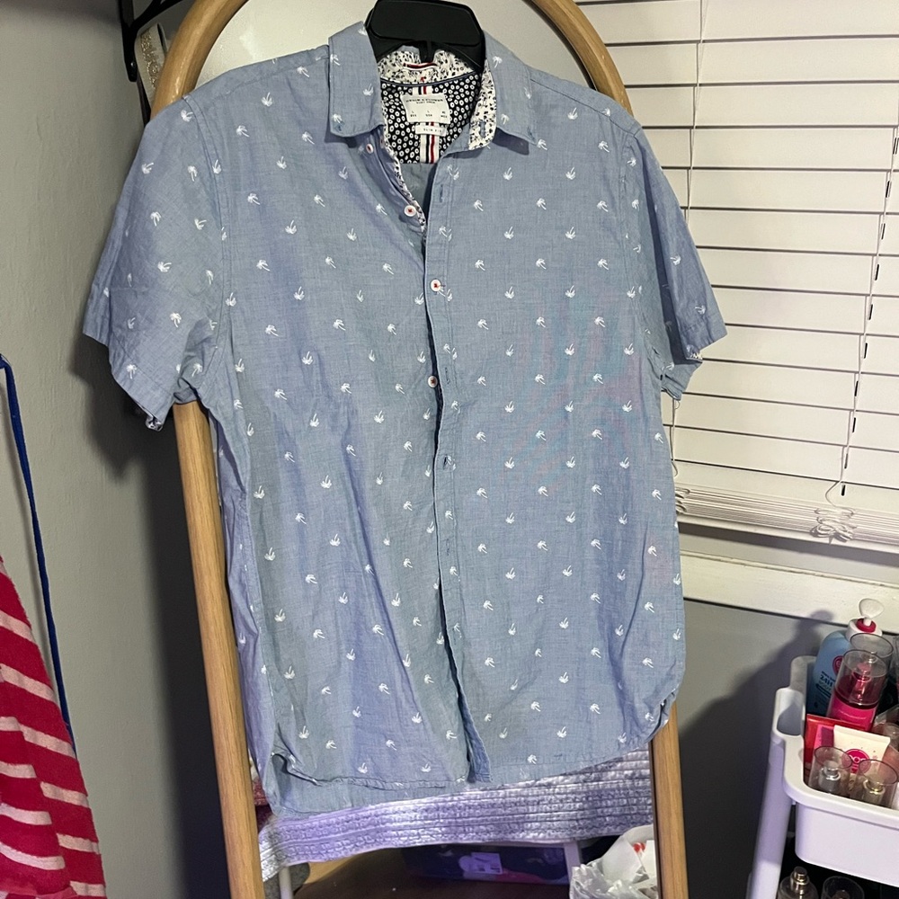 Denim & Flower Light Blue Casual Button Down Shirt